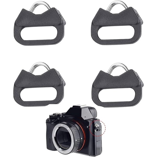 Heyous 2 paar 4 stuks roestvrij staal driehoek split ring roestvrij staal Lug Ring Camera Strap Driehoek Split Ring Adapter riangle Split Ring Haak Plastic Cap voor Camera Schouderriem