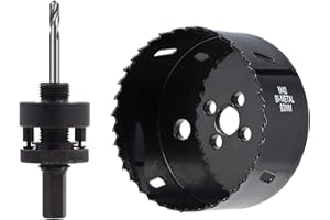 HOME COMPOSER 92mm(3-5/8") HSS Hole Saw for Wood, M42 Bi-Meta Vent Cutter in 30mm Cutting Depth, Black Finished Soffit Cutter Saw with Heavy Duty Hex Shank Arbor