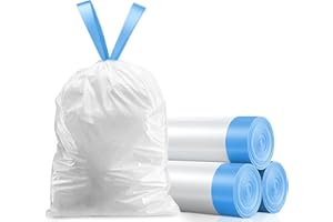 OKKEAI 5l Bin Bags Small Bin Liner 90 Bags White Trash Bags Pedal Wastebasket Liners with Drawstring Tie Tap Handle,Suitable for Bathroom,Toilet,Kitchen,Fit3L,4L,5L,6L Waste Bin