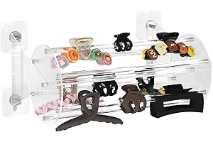 lalago Organisateur de Pinces à Griffes, Support de Rangement pour Pince à Cheveux, Rotation à 360 Degrés Support de Pince à Cheveux, Acrylique Transparent Présentoir à Pinces (Fixation Murale)