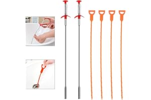 ‎CHINGDE Chingde Rohrreinigungsspirale Abflussreiniger, 6 Stück Verstopfen Tool Abfluss Schlange Haar Reinigung Waschbecken Reinigungshaken für Küche Badewanne Dusche und Waschbecken