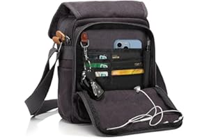 CHEREEKI Canvas Bag, Shoulder Bag Messenger Bag with Multiple Pockets (Hold 10 inch Tablet, iPad, Kindle) (Grey)