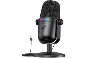 ONIKUMA GAMING Gaming Microphone with Noise Cancellation & Mute Button, USB Condenser Mic for Streaming/Recording, Ultra-Compact Design, Compatible with PC/Mac/PS4/PS5, Podcast/YouTube/Twitch/Discord (Black)