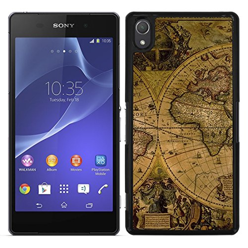 Funda carcasa para Sony Xperia Z3 dise o mapa del mundo antiguo borde negro Funda carcasa para Sony Xperia Z3 dise o mapa del mundo antiguo borde negro