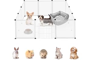 YARDIN Recinto para conejos con puerta para cobayas, cercado para animales pequeños, cercado para hámsters, cercado para conejos, cercado para conejos, cercado blanco translúcido (145 x 75 x 48 cm)