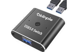 Oblinple USB 3.0 Switch Bidireccional, Aluminio KVM Conmutador 2 Entradas y 1 Salida (1 Entrada y 2 Salidas), Interruptor de 2 PC con 2 Cables USB 3.0 para Computadora, Impresora, Tclado, Ratón
