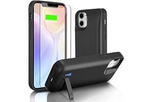 Giabuao Akkuhülle für iPhone 12 Mini/13 Mini (5.4") 8500 mAh, Schlanke Wiederaufladbare Erweiterte Ladehülle, Tragbare Schützende Telefonhülle mit Akku Power Bank mit Standfuß für iPhone 12 mini
