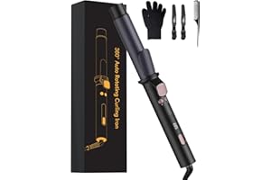 ATOPSKINS Rizador de Pelo Automatico Giratorio 32mm, Varita Rizadora, Pinzas Rizadoras de Hierro con 9 Temperaturas Ajustables, Rizadore de Pelo Giratorio de Doble Dirección, Voltaje Double Rizador Pelo Ondas