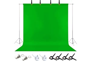 Greenscreen, 2 m x 3 m grön skärm med 4 klämmor, fotobakgrund vikbar, grön bakgrund, tyg greenscreen för fotostudio, video, m