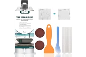 SCIVEE Kit de Réparation Baignoire Blanc,Kit Réparation Carrelage,Kit de Réparation Baignoire Acrylique,Kit Réparation Receveur Douche,Kit de Réparation D'Évier Céramique pour Rayures Trous Fissures(100g)