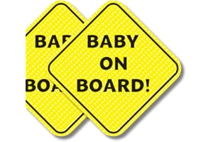 C&J GOODS Baby On Board Sign for Car | Better than Suction | Micro-Perforated Vinyl Car Stickers | 2 Pack | Durable & Strong Adhesive | Weatherproof | Easy To Apply & Remove | 5" x 5" (Text Only)