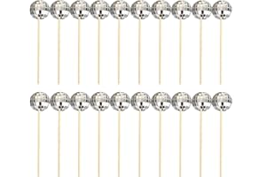 FENGLIN-JOY Discoteca Pastel Toppers,20 Pcs Bolas de Espejo de Discoteca Bolas Tartas Cumpleaños Decoración Unidades de Bolas de Discoteca, para Cumpleaños Disco Theme 70s Party Accessories