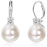 MILACOLATO Orecchini Perle Donna Argento 925 Orecchini Pendenti Perle Placcate Oro Bianco 18K Con Cubic Zirconia Orecchini Pe