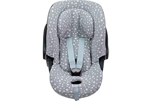 JYOKO KIDS Funda de Algodón para silla de coche Compatible con Cybex Aton Cloud- Q-M-2-4-5 (CLOUD Q-M, White Star)