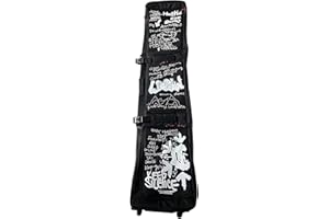 Hapihom Ski Bag, Snowboard Bag with Wheels, Padded Snowboard Bag with Snowboard Fixed Binding System, Waterproof Travel Snowboard Bag, All-Terrain Ski Snowboard Bag