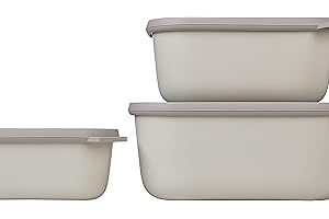 Mepal Prostokątne Pudełka, 3-Elementowy Zestaw, Plastikowe, z Pokrywką, do Lodówki, Zamrażarki, Kuchenki Mikrofalowej i Zmywarki, Hermetyczne, 750, 1500 i 3000 Ml, Białe (Nordic White)