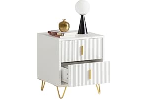SoBuy Bedside Table Bedside Cabinet Nightstand with 2 Drawers, Side Table for Bedroom Living Room White W40 x D40 x H47cm FBT115-W