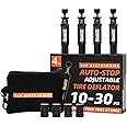 AIRFULAE 4 Pcs Adjustable Auto-Stop Tire Deflator Valve Kit (10-30 PSI) Screw-on Tyre Air Down Tool for Offroad 4x4,Adjustable for Jeep,Car, Motorcycle, Truck