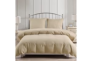 PHF 3-Piece Bed Linen Set, 200 x 200 cm Duvet Cover and 2 80 x 80 cm Pillowcases, Soft and Non-Iron Bed Linen, Made of Microfibre, with Zip, Khaki