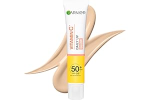 Garnier Vitamin C Daily UV Brightening Fluid Sheer Glow, SPF50+, Prevents + Corrects Sun Damages + Evens Skin tone, Face & Neck, For all skin types, Cruelty-Free, Vegan, 40ml