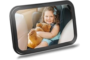 XESPIS Specchietto retrovisore bambini, Effetto Anti-Oscillazione, Istallazione Semplice, Auto Neonato di Sicurezza Regolabile 100% Specchietto Retrovisore Bambini,Superficie Curva per Un'ampia Visuale