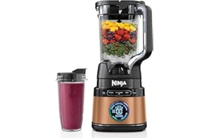 ‎NINJA Ninja 2-in-1 Detect Power Blender Pro & Single Serve, 1200 W, dzbanek 2 l (maks.900 ml), 1 kubek 680 ml, smoothie, rozdrabnianie warzyw i miksowanie mrożonych napojów, Czarny- miedziany, TB301EUCP