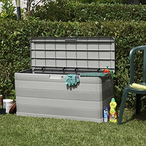 KREHER Kissenbox „Elegance“ in Hellgrau. Mit 280 Liter Nutzvolumen, passend für Kissen, Decken und Stuhlauflagen. Maße 117 x 45 x 56 cm - 2