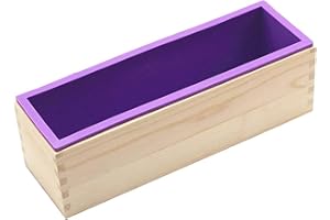 BOOWAN NICOLE Molde de silicona rectangular de Nicole Loaf Soap Mould con caja de madera DIY Herramientas hechas a mano