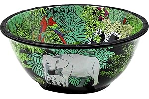 Les Jardins de la Comtesse - Ensaladera profunda de pura melamina - Jungla - 3L / Ø 25 cm - Negro y Verde - Vajilla decorada para interior/exterior - Vajilla MelARTmine casi irrompible
