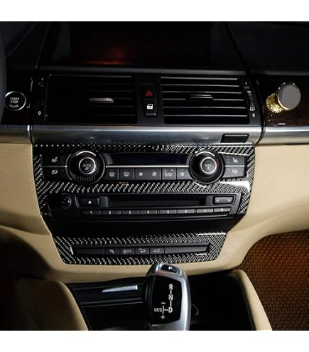 KIMISS Gear Panel, Pannello centrale in fibra di carbonio Console cambio Copertura del telaio Trim Sticker Decal per X5 X6 E70 E71 2010-2013=2012 center console trim