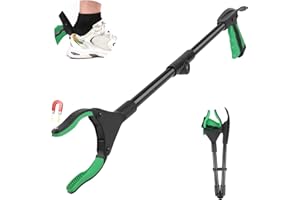 Apritsce Pinza Recoge Objetos, 81cm Brazo Más Largo para Recoger Basura, Plegable Alcanzar Objetos con Imán y Calzador, Pinzas Extensibles Larga para los Viejos, Discapacitados, Verde
