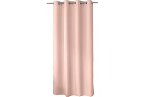 ED ENJOY HOME Rideau Décoratif à Œillets argentés, 140x240 cm, Rose, 100% Polyester, Satiné, Collection Basic