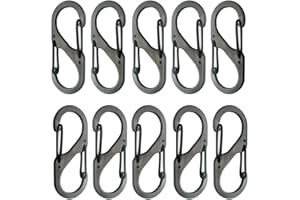 VOLLGUFEN 10 Pezzi Mini Moschettone, S Moschettone Nero, Moschettone Portachiavi, Moschettone Plastica, Moschettone A Forma di S, Moschettone Piccolo, Moschettone Moschettoni in Lega di Alluminio