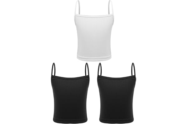 TTAO 3-pack flicka bomull undertröjor spagettiremmar topp enfärgad cami skjorta sommar sportkläder linne danskläder