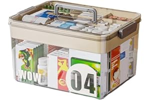 Yongheng Medikamenten aufbewahrung,Doppelschichtig Medicine Box, Aufbewahrung Reise Medicine Organizer Box 31x21x17cm,medikamenten Organizer für arzneimittel für zu Hause, im Freien(grau)