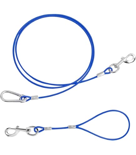 SuperglockT Edelstahl Hundeleine 5m - Reißfeste Kabelleine Mit Karabiner - Für Hunde Bis 35kg