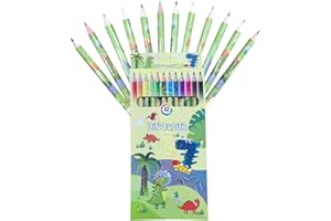MODALI Crayons de Couleur Dinosaure, Assortiment 12 couleurs, Feutres de Couleurs pour les Enfants Fête D'école, Fête D'anniversaire, Cadeau de Noël