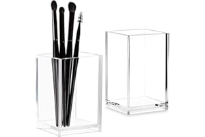 XFLYP 2PCS Portapenne in Acrilico Trasparente, Porta Pennelli per Trucco, Portapenne da Scrivania, Organizer per Scuola, Ufficio, Scrivania e Accessori