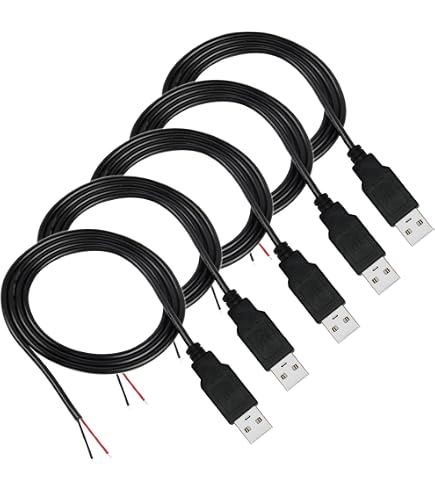 MEIRIYFA USB 2.0 Pigtail Cable Male Plug 2 Pin Open End Bare Wire, USB A Male To 2 Pin Bare Wire Power Extension Cable 24AWG 5V 2.5A 2 Cores Wire For DIY Replacement Repair - 1M (5 PCS) - Online Marketplace