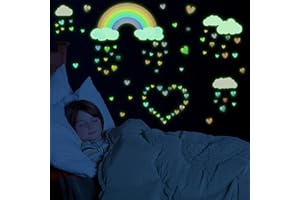 Yomaido Rainbow Wall Stickers for Bedrooms for Girls 2 Pcs, Glow in The Dark Stars Ceiling Decals Stickers for Kids Bedroom LivingRoom Decoration (Rainbow)