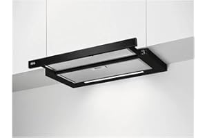 AEG DPE5660B płaski okap kuchenny – powietrze wywiewane lub obiegowe – maks. 600 m³/h w trybie wywiewu z maks. 68 dB (A) – pobór mocy A – oświetlenie LED – przyciski – czarny