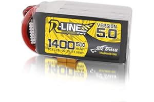 Tattu Batteria 6S LiPo 1400 mAh 22,2 V 150C 6S con spina XT60 Rline Series per Professional FPV Racing competitions