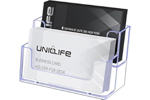 Uniclife acrilico portabiglietti da visita per scrivania 2 slot chiaro stand per biglietti da visita per uomini e donne, 120 carta di capacità