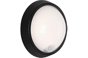 BRILONER - Lampe d'extérieur à LED, applique murale d'extérieur avec détecteur de mouvement et capteur crépusculaire, 12 Watt, 1.150 Flux de lumieres, 4.000 Kelvin, Blanc/Noir, Rond, Ø 17cm