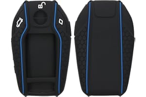 kwmobile Car Key Cover Compatible with BMW Display Car Key Key Cover - Silicone Protective Car Key Fob Case - Black/Blue