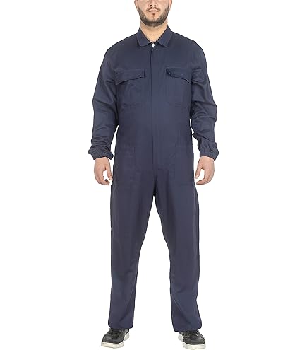 Yukirtiq Heren Werkbroek Capuchon Tuinbroek Werkkleding Slijtvast Katoenen Lange Mouw Werkoverall met Veel zakken Effen kleur (Marineblauw, XL