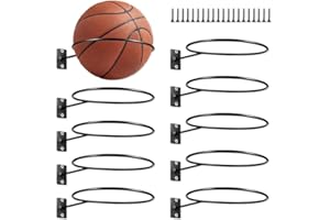 mizikuu Supporti da Parete per Pallacanestro, 10 Pezzi Supporto per Pallone da Calcio con 20 Viti Universale Supporti da Parete per Pallone in Metallo per Pallacanestro, Calcio, Pallavolo, Rugby, Nero