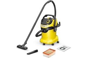Kärcher 16283020 Wet & Dry Vacuum Cleaner WD 5, Blower Function, Power: 1100w, Plastic Container: 25 L, Suction Hose: 2.2 M, Incl. Floor And Crevice Nozzle, Yellow