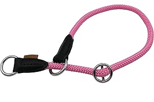 Aiminto Braided Collar, Pro Training Dog Collar, No Pull Round Martingale Collar, Slip Collar with Slidable Stop Ring - Ideal for Medium Dogs (M(1/3") - 18" Long, Pink)
