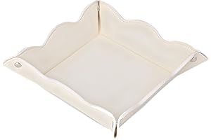 LISRSC Leather Valet Tray for Women,Trinket Jewelry Makeup Organiser Catchall Tray for Desk Dresser Bedside Storage (Off White)